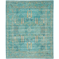 Tappeto Shahi Fine Pakistan Floreale Turchese Smeraldo Oro C