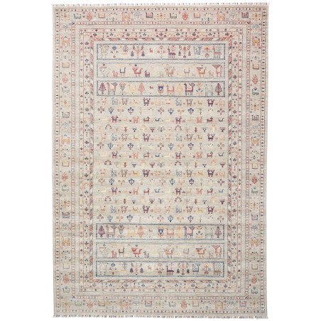 Tappeto Rubin Pakistan Geometrico Grigio Sabbia Chiaro Blu P