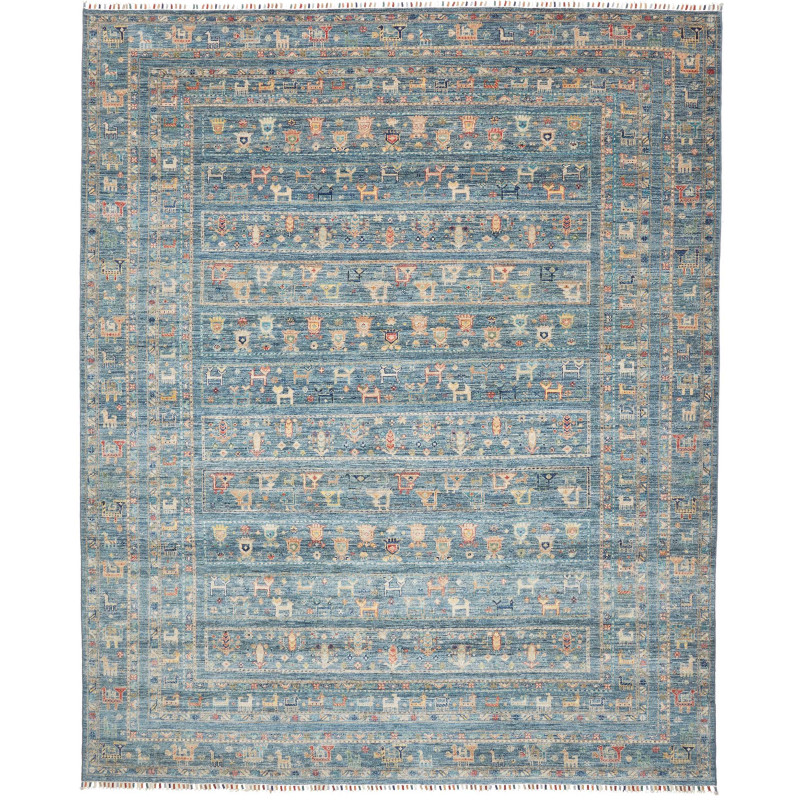 Tappeto Rubin Pakistan Astratto Azzurro Blu Petrolio Beige A