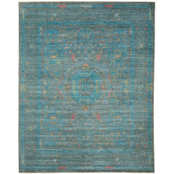 Tappeto Mamlouk Pakistan Geometrico Petrolio Blu Rosso Sbiad