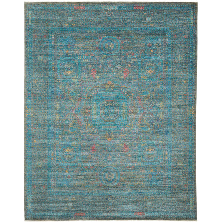 Tappeto Mamlouk Pakistan Geometrico Petrolio Blu Rosso Sbiad