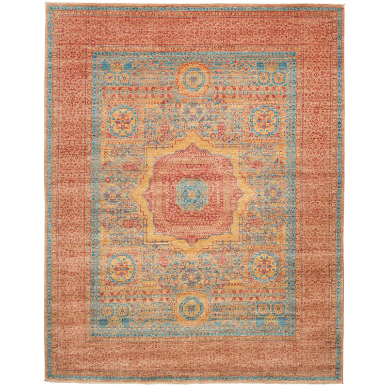 Tappeto Mamlouk Pakistan Geometrico Terracotta Blu Giallo Vi