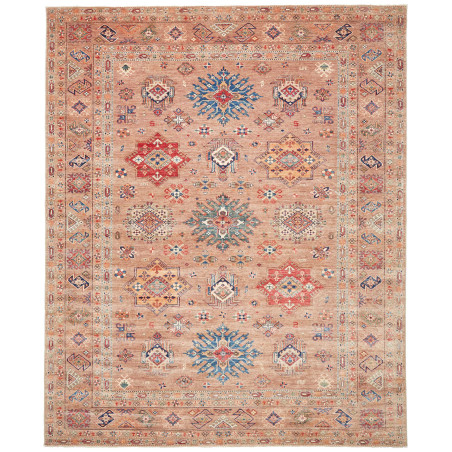 Tappeto Kazak Fine Pakistan Geometrico Marrone Terra Blu Ros