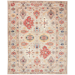 Tappeto Kazak Fine Pakistan Geometrico Grigio Beige Rosso Az