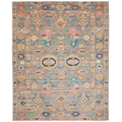 Tappeto Kazak Fine Pakistan Astratto Grigio Blu Turchese Ros