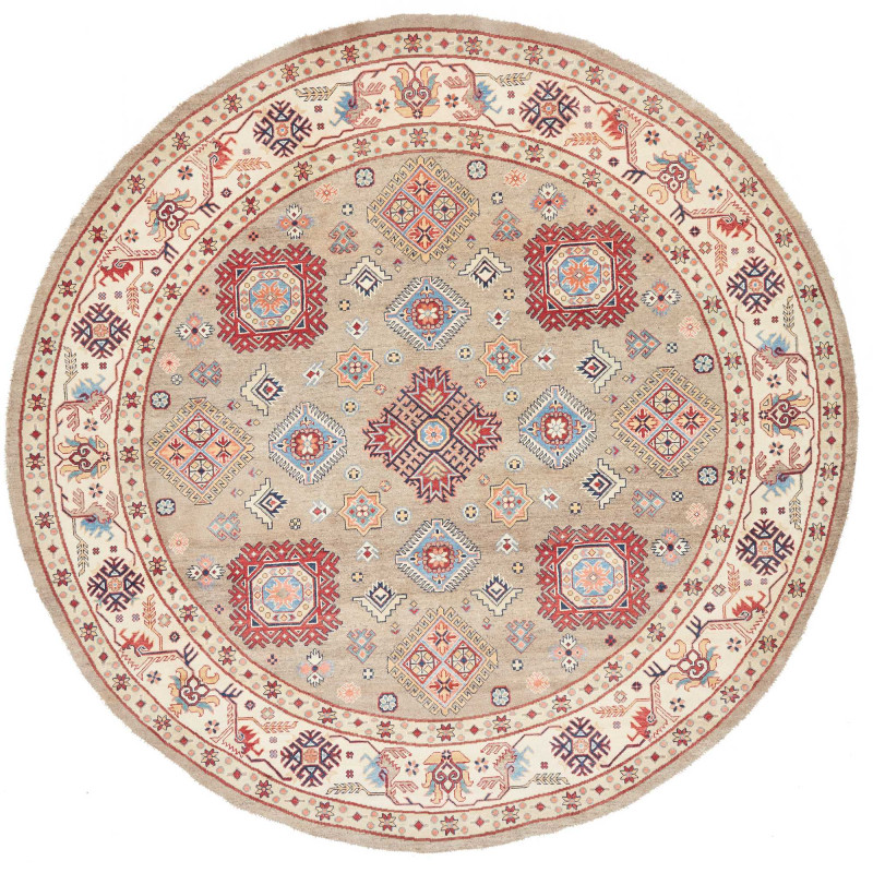 Tappeto Kazak Afghanistan Medaglione Beige Rosso Blu Crema A