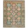 Tappeto Kazak Fine Pakistan Astratto Verde Acqua Rosso Coral