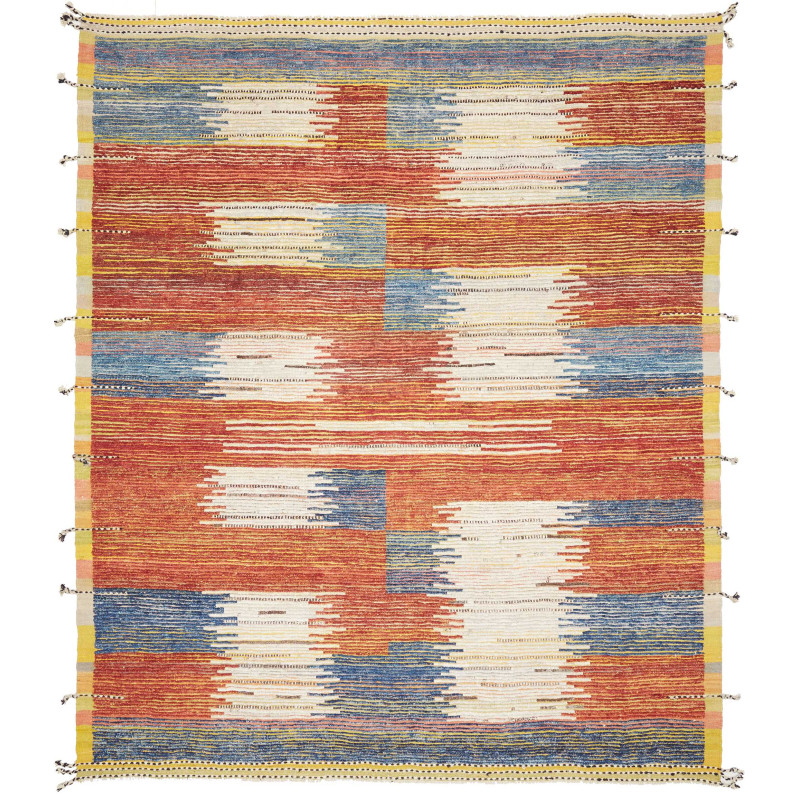 Tappeto Gabbeh Marrakech Pakistan Geometrico Terracotta Blu