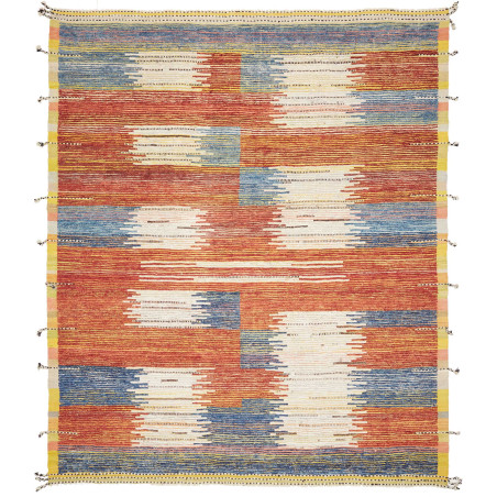 Tappeto Gabbeh Marrakech Pakistan Geometrico Terracotta Blu