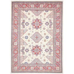 Tappeto Kazak Afghanistan Geometrico Avorio Crema Rosso Blu