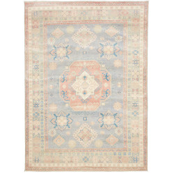 Tappeto Kazak Afghanistan Geometrico Grigio Azzurro Rosa Cip