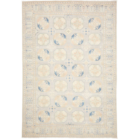 Tappeto Kazak Afghanistan Geometrico Grigio Chiaro Sabbia Pe