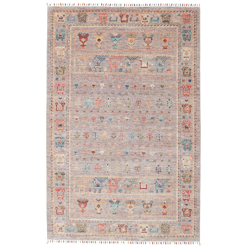 Tappeto Rubin Pakistan Geometrico Grigio-malva Polvere Di Te