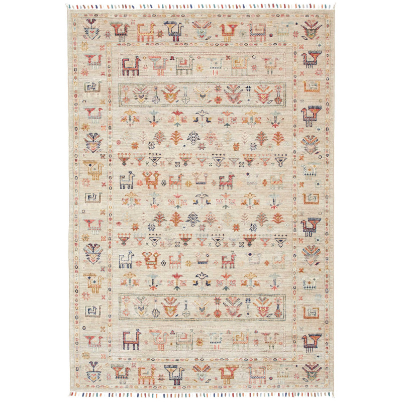 Tappeto Rubin Pakistan Tribale Beige Multicolore 126x181 cm