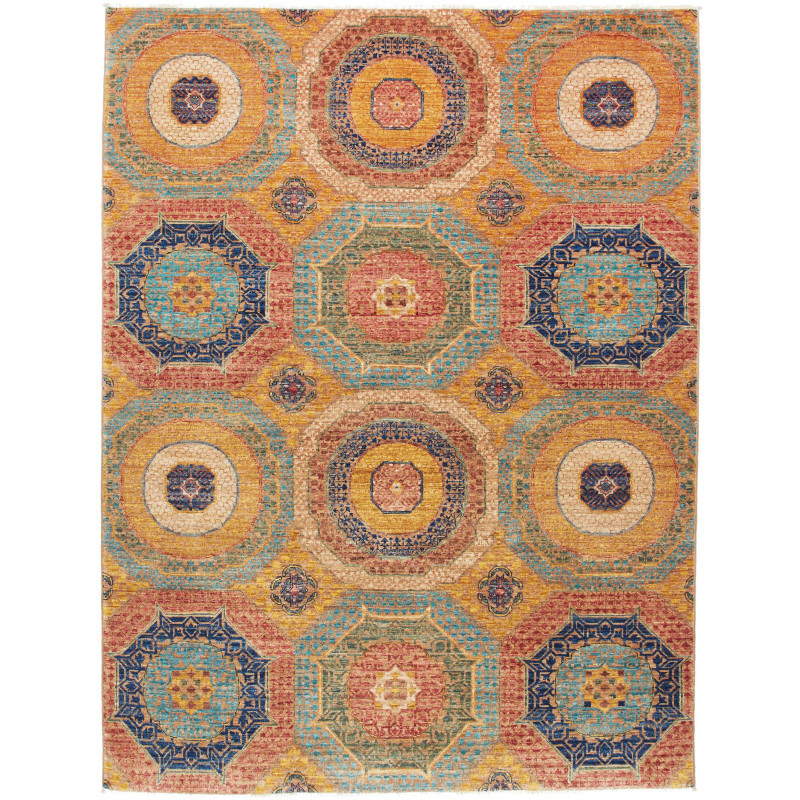 Tappeto Mamlouk Pakistan Astratto Oro Ocra 149x200 cm
