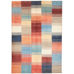 Tappeto Mosaic Pakistan A Righe Blu Arancio 200x292 cm