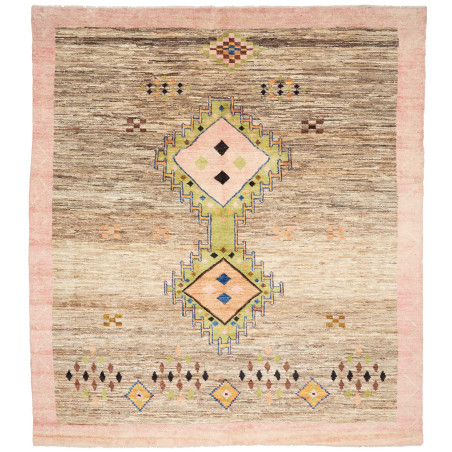 Tappeto Gabbeh Marrakech Pakistan Geometrico Beige Rosa Chia