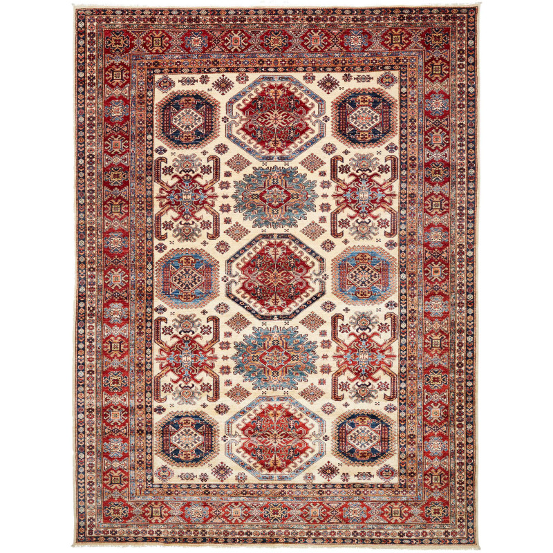 Tappeto Kazak Fine Pakistan Astratto Crema Rosso 268x363 cm