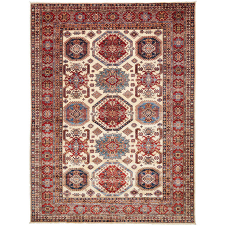 Tappeto Kazak Fine Pakistan Astratto Crema Rosso 268x363 cm