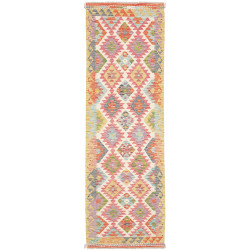 Tappeto Kilim Afghanistan Geometrico Avorio Rosa 79x254 cm