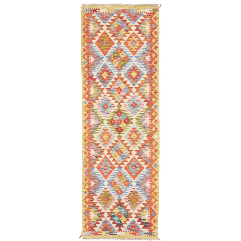 Tappeto Kilim Afghanistan Astratto Arancione Terracotta Blu