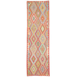 Tappeto Kilim Afghanistan Astratto Rosso Corallo Terracotta