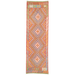 Tappeto Kilim Afghanistan Geometrico Terracotta Dettagli Mul