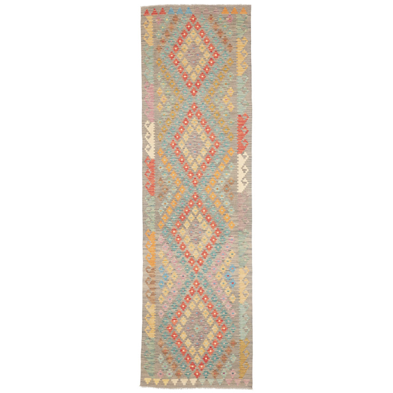 Tappeto Kilim Afghanistan Astratto Grigio Beige Turchese Ara