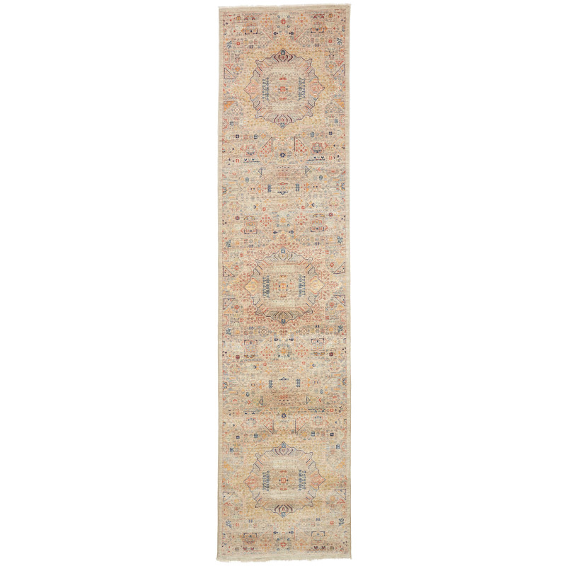 Tappeto Mamlouk Pakistan Astratto Beige Terracotta 82x345 cm