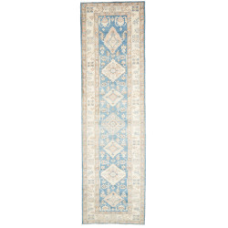 Tappeto Kazak Afghanistan Geometrico Azzurro Cielo Avorio 10