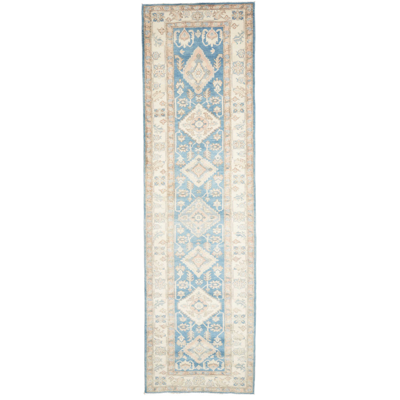 Tappeto Kazak Afghanistan Geometrico Azzurro Cielo Avorio 10