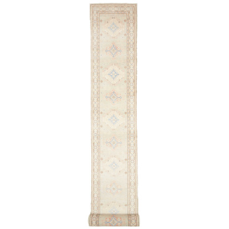 Tappeto Kazak Afghanistan Astratto Crema Blu Cielo 78x605 cm