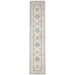 Tappeto Kazak Afghanistan Geometrico Beige Crema 77x373 cm