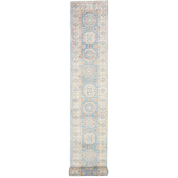 Tappeto Kazak Afghanistan Astratto Blu Cielo Crema 79x586 cm
