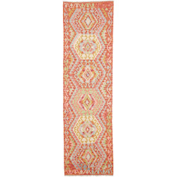 Tappeto Kilim Afghanistan Geometrico Terracotta Corallo 85x2