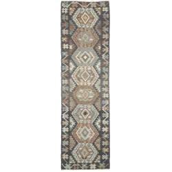 Tappeto Kilim Afghanistan Astratto Grigio Scuro Marrone 84x2