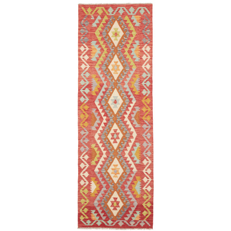 Tappeto Kilim Afghanistan Medaglione Terracotta Multicolore
