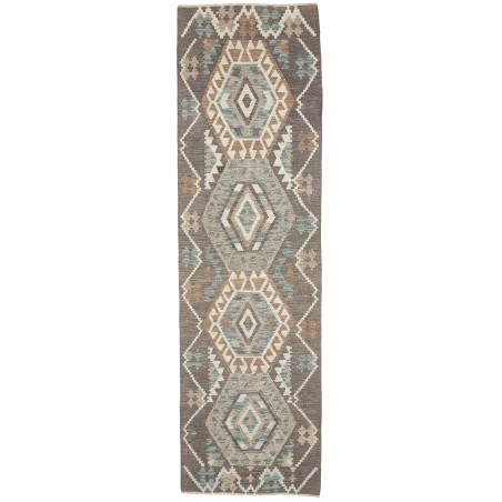 Tappeto Kilim Afghanistan Geometrico Grigio Tortora Azzurro-