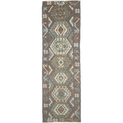 Tappeto Kilim Afghanistan Geometrico Grigio Marrone 90x293 c