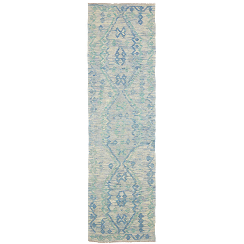 Tappeto Kilim Afghanistan Geometrico Azzurro Chiaro Blu 86x3