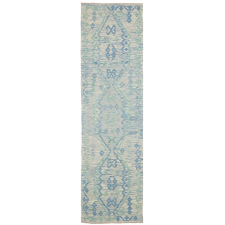 Tappeto Kilim Afghanistan Geometrico Azzurro Chiaro Blu 86x3