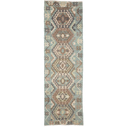 Tappeto Kilim Afghanistan Geometrico Turchese Spento Marrone