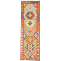 Tappeto Kilim Afghanistan Geometrico Rosso Corallo Arancio 7