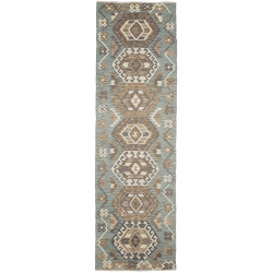 Tappeto Kilim Afghanistan Astratto Verde Acqua Marrone 88x29