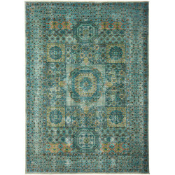 Tappeto Mamlouk Pakistan Geometrico Turchese Azzurro Verde P