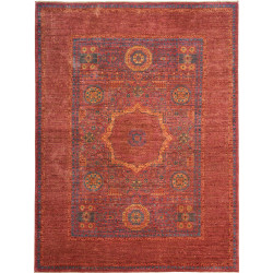 Tappeto Mamlouk Pakistan Medaglione Rosso Mattone Blu Reale