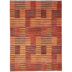Tappeto Barjesta Pakistan Astratto Rosso Arancio Marrone Bei