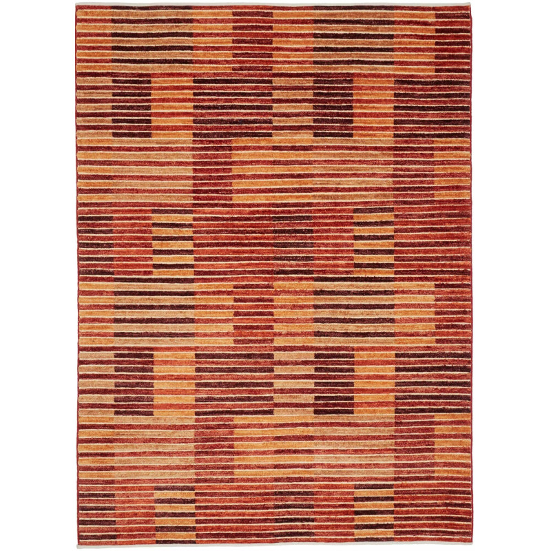 Tappeto Barjesta Pakistan Astratto Rosso Arancio Marrone Bei