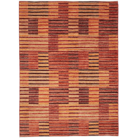 Tappeto Barjesta Pakistan Astratto Rosso Arancio Marrone Bei