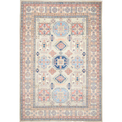 Tappeto Kazak Afghanistan Astratto Beige Celeste Blu Corallo